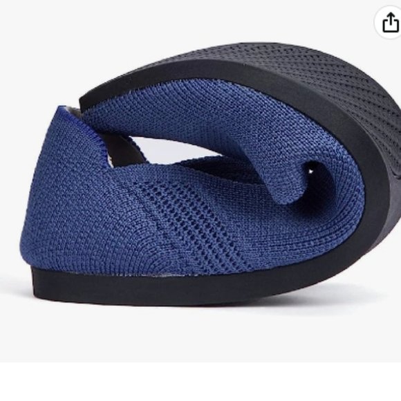 Mhuire Pointed Toe Breathable Washable Blue Knit Flat - Picture 8 of 8